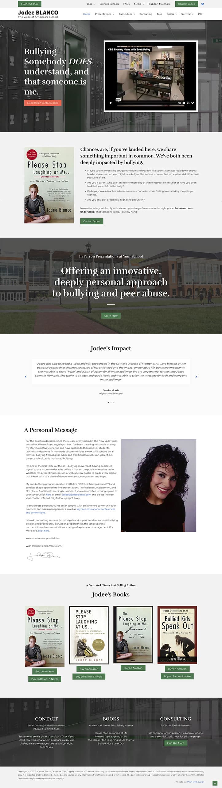 Screenshot of Jodee Blanco's website